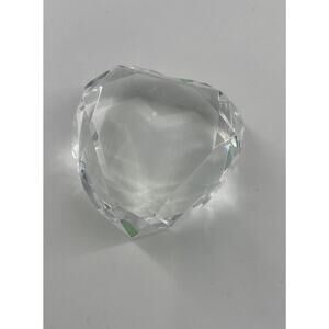 Vintage Beautiful Crystal Heart Paper Weight 3'x3" Collectors 9.5oz Clear Etched